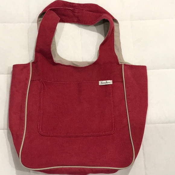 Neiman Marcus Handbags - Vintage Neiman Marcus Red Corduroy Tote Bag Purse